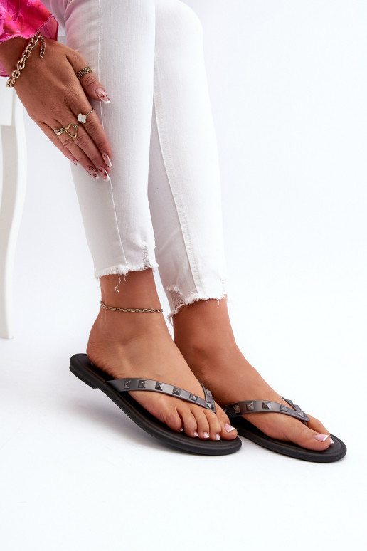 Pantuflas Elastyczne de suela plana JJ285297 gris-negro