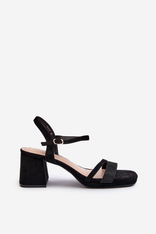 Elegantes sandalias de tacón Z Błyszczącym en color negro Tessata
