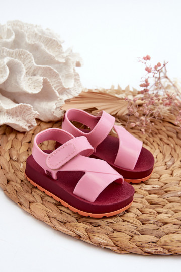 Sandalias infantiles con cierres adhesivos LL385001 color rosa