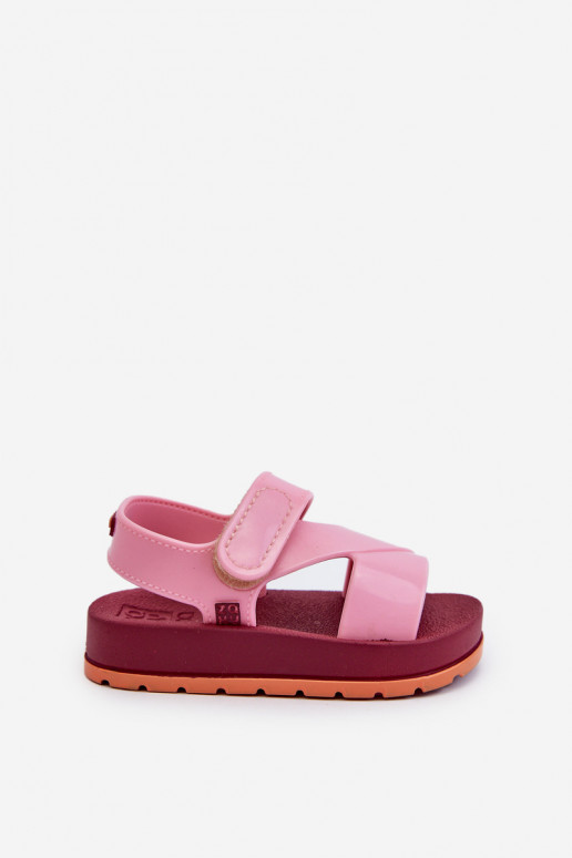 Sandalias infantiles con cierres adhesivos LL385001 color rosa