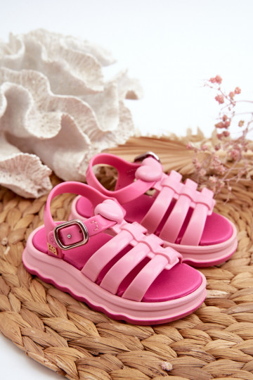 Sandalias infantiles con cierres adhesivos NN385018 color rosa