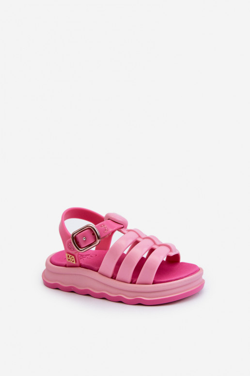 Sandalias infantiles con cierres adhesivos NN385018 color rosa