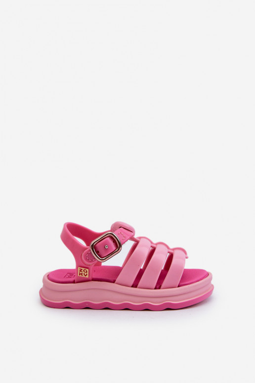 Sandalias infantiles con cierres adhesivos NN385018 color rosa