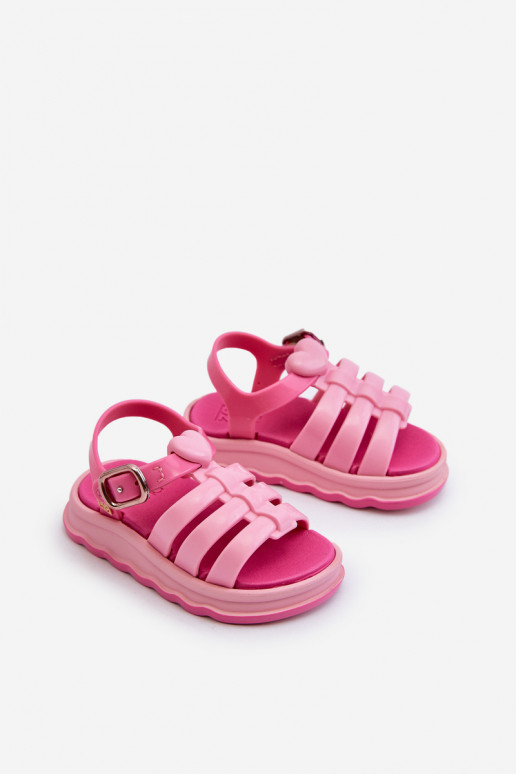 Sandalias infantiles con cierres adhesivos NN385018 color rosa