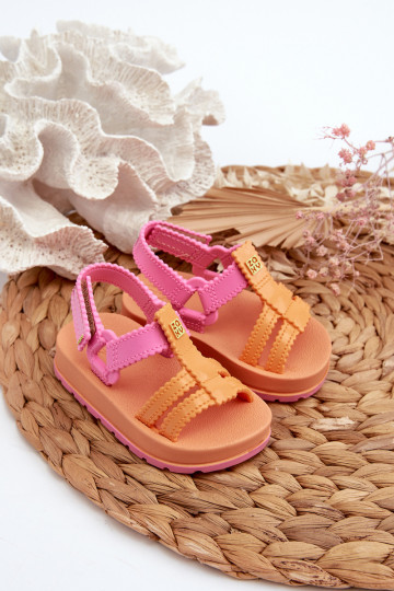 Sandalias infantiles con cierres adhesivos LL385026 color naranja