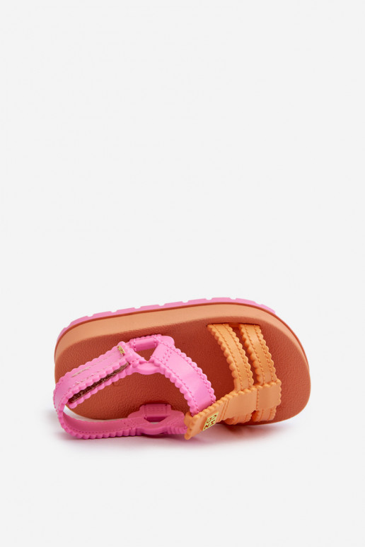 Sandalias infantiles con cierres adhesivos LL385026 color naranja