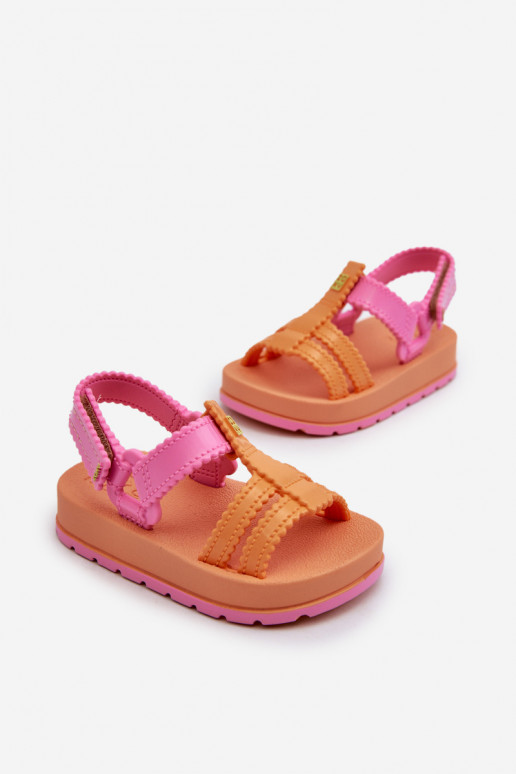Sandalias infantiles con cierres adhesivos LL385026 color naranja