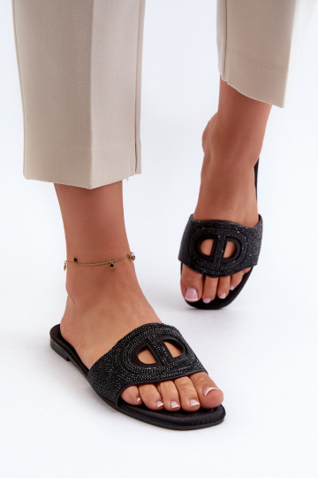 Chanclas de mujer con tacón ancho en color negro Dimrose