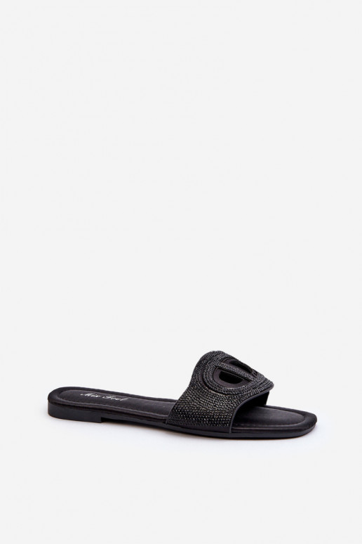 Chanclas de mujer con tacón ancho en color negro Dimrose