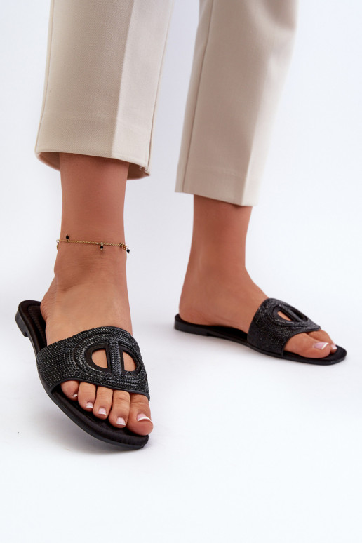Chanclas de mujer con tacón ancho en color negro Dimrose