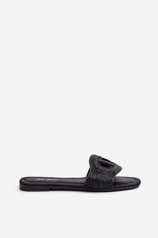 Chanclas de mujer con tacón ancho en color negro Dimrose