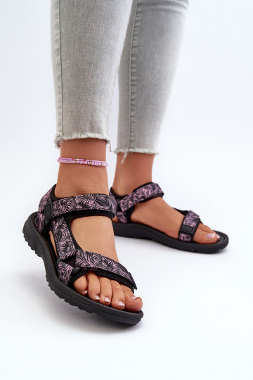 Sandalias mujer estilo sport Negro y rosa Lumeria 2