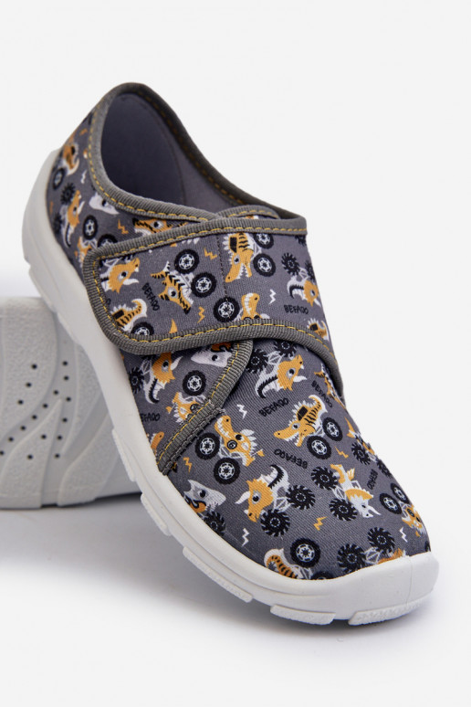 Pantuflas cómodas para niño con cierres adhesivos Befado 974Y552 gris