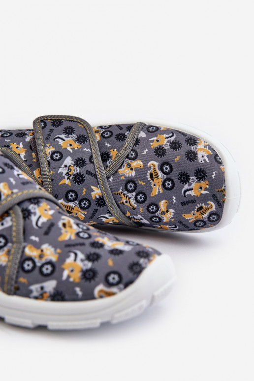 Pantuflas cómodas para niño con cierres adhesivos Befado 974Y552 gris