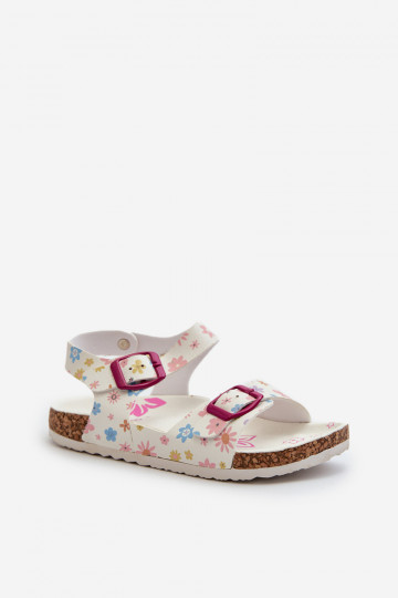 sandalias Infantiles de flores con hebillas en color blanco Memoria