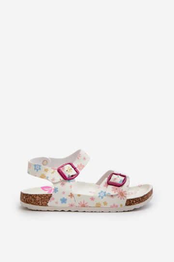 sandalias Infantiles de flores con hebillas en color blanco Memoria 2