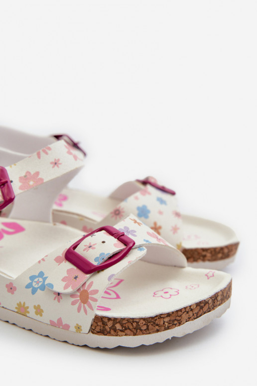 sandalias Infantiles de flores con hebillas en color blanco Memoria