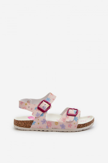 sandalias Infantiles de flores con hebillas en color rosa Memoria 2