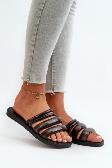 Pantuflas planas de goma para mujer 26727 Ipanema Puffer Tiras Fem color negro 2