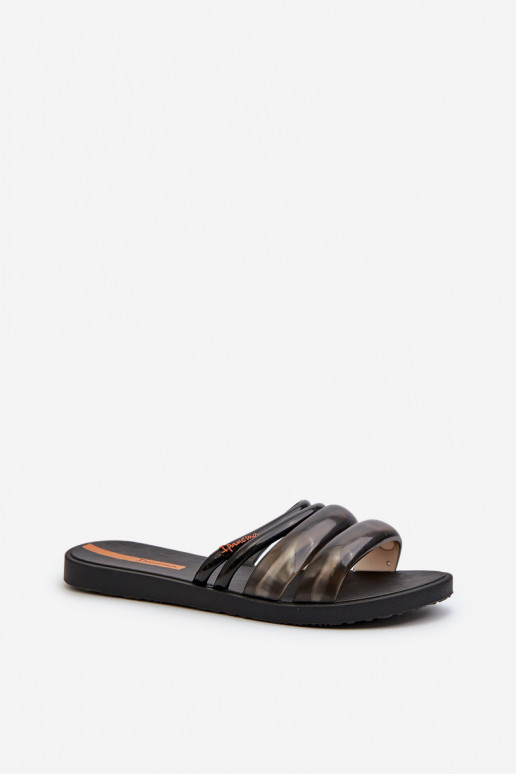 Pantuflas planas de goma para mujer 26727 Ipanema Puffer Tiras Fem color negro