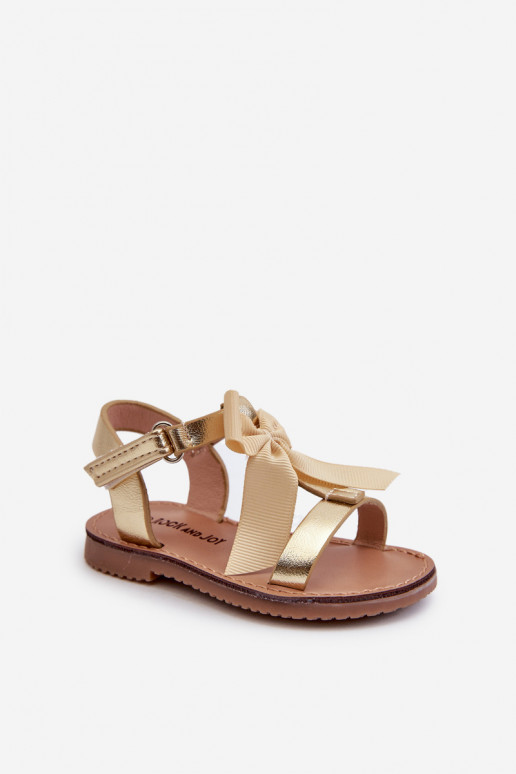 sandalias Infantil con cintas con cierres adhesivos color dorado Joratia