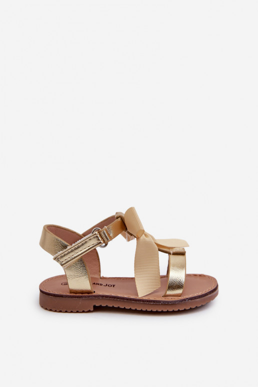 sandalias Infantil con cintas con cierres adhesivos color dorado Joratia
