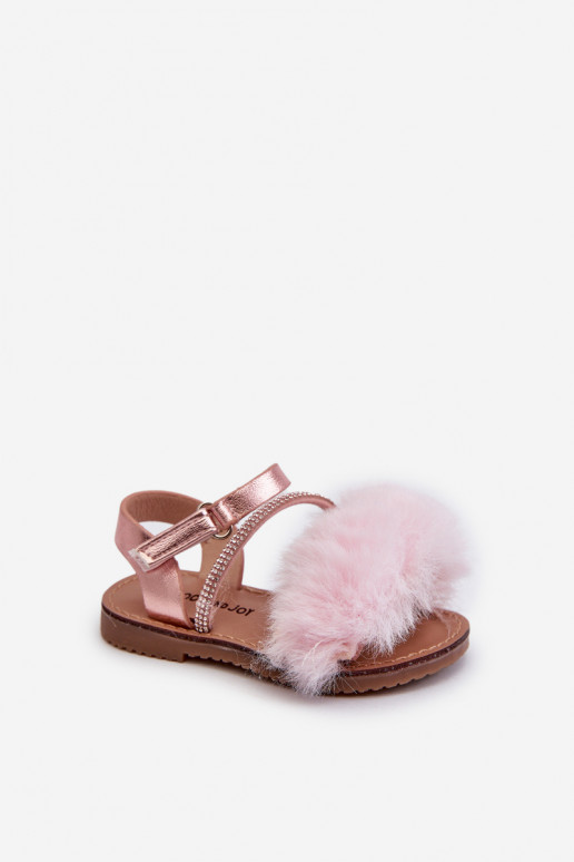 sandalias Niños con cierres adhesivos con pelo rosa Rosavere