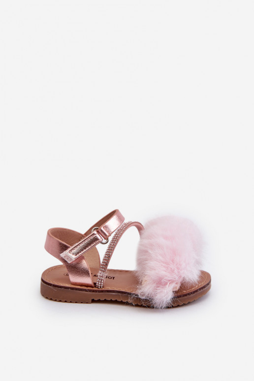 sandalias Niños con cierres adhesivos con pelo rosa Rosavere