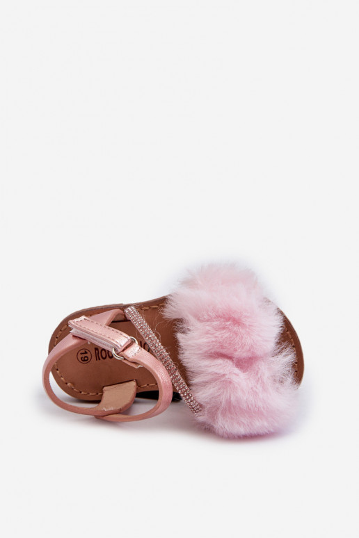 sandalias Niños con cierres adhesivos con pelo rosa Rosavere