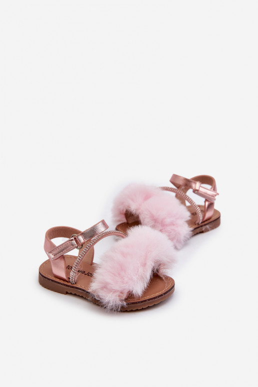 sandalias Niños con cierres adhesivos con pelo rosa Rosavere