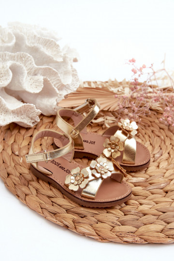 sandalias Infantil Ozdobione con motivos florales con cierres adhesivos color oro Fagossa
