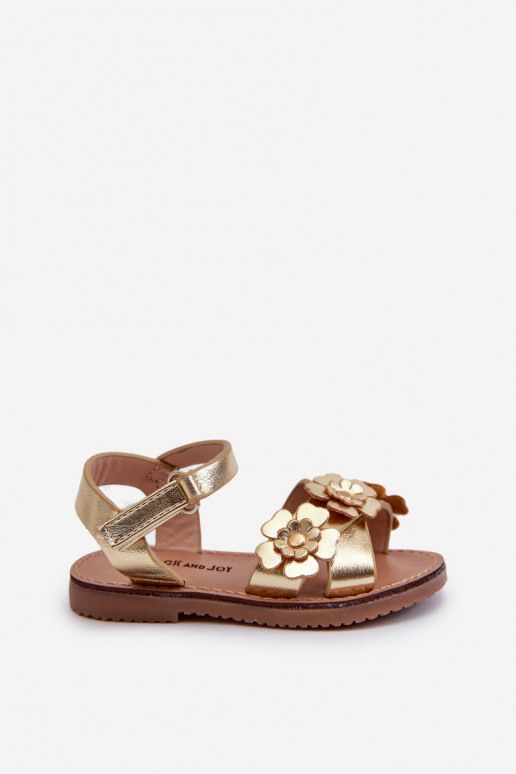 sandalias Infantil Ozdobione con motivos florales con cierres adhesivos color oro Fagossa