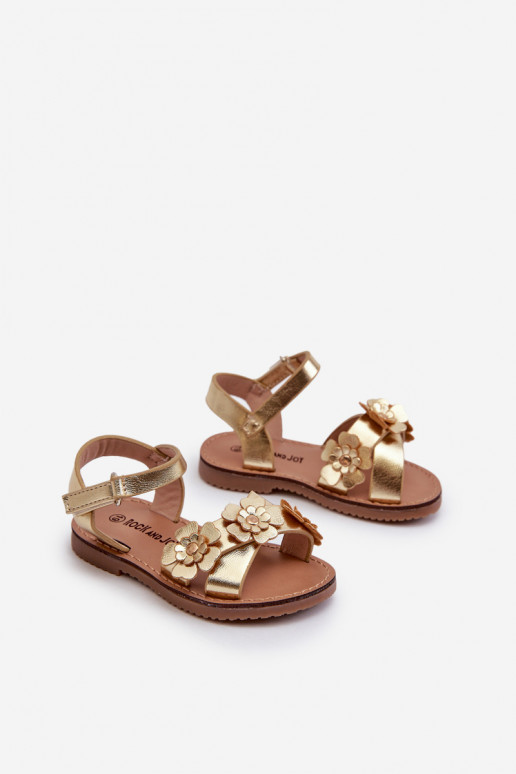 sandalias Infantil Ozdobione con motivos florales con cierres adhesivos color oro Fagossa