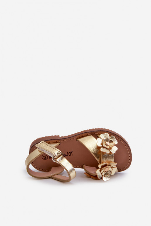 sandalias Infantil Ozdobione con motivos florales con cierres adhesivos color oro Fagossa