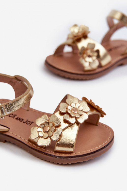 sandalias Infantil Ozdobione con motivos florales con cierres adhesivos color oro Fagossa