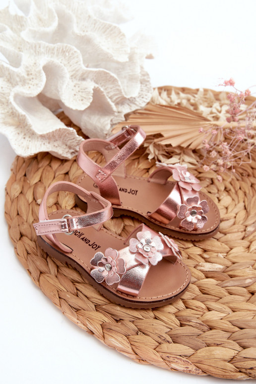 sandalias Infantil Ozdobione con motivos florales con cierres adhesivos rosa Fagossa