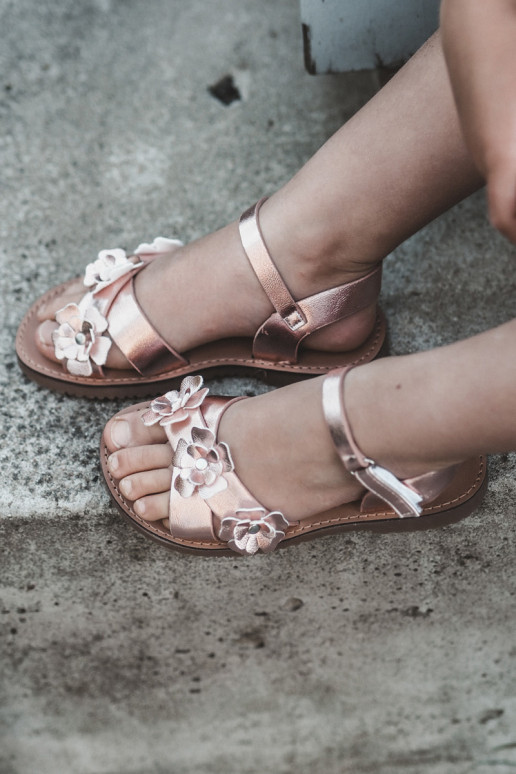 sandalias Infantil Ozdobione con motivos florales con cierres adhesivos rosa Fagossa