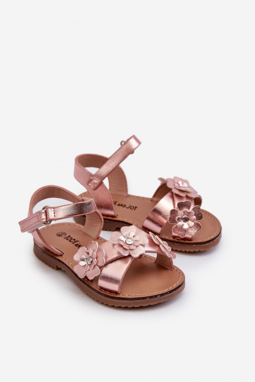 sandalias Infantil Ozdobione con motivos florales con cierres adhesivos rosa Fagossa