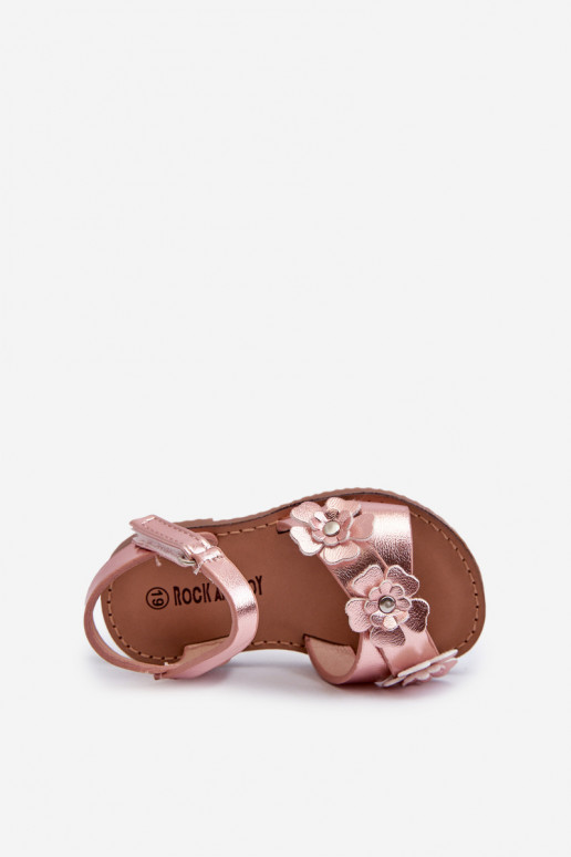 sandalias Infantil Ozdobione con motivos florales con cierres adhesivos rosa Fagossa