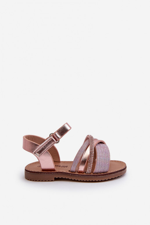 con brillos Sandalias infantiles con cierres adhesivos rosa Delphina