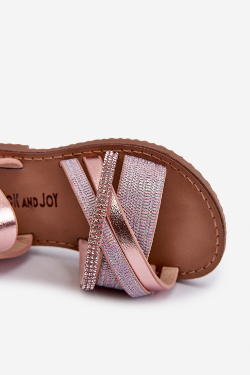 con brillos Sandalias infantiles con cierres adhesivos rosa Delphina