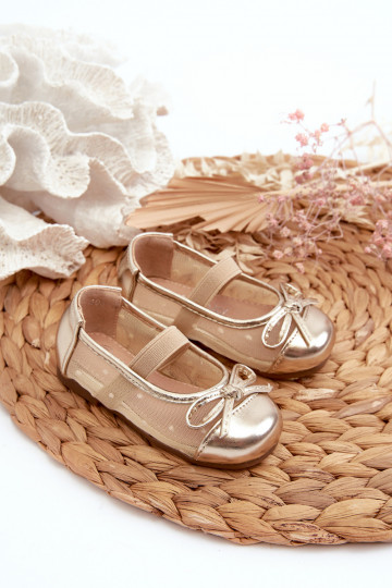 Bailarinas Infantiles con cintas en color dorado Jellema