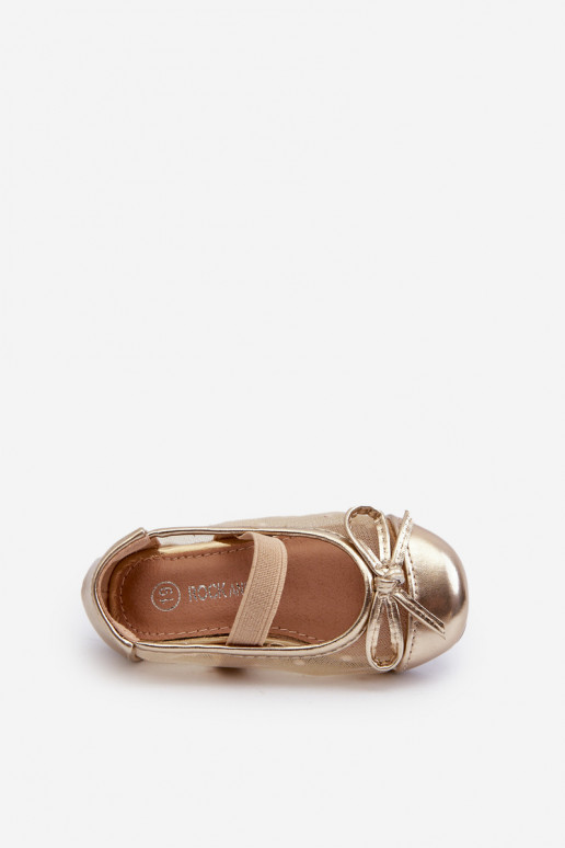 Bailarinas Infantiles con cintas en color dorado Jellema