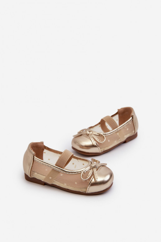 Bailarinas Infantiles con cintas en color dorado Jellema