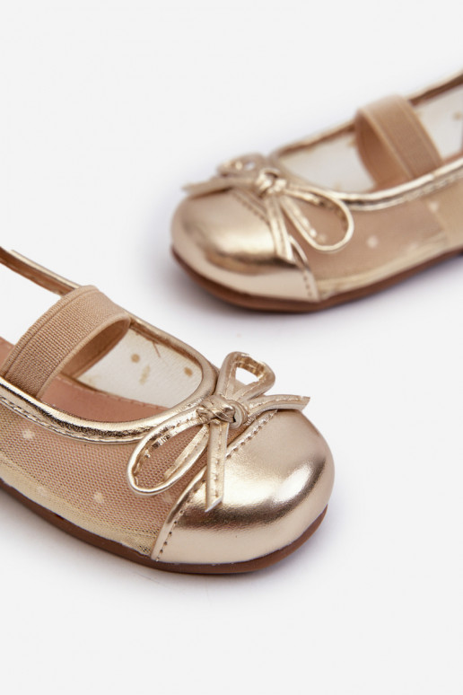 Bailarinas Infantiles con cintas en color dorado Jellema