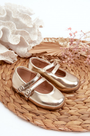 bailarinas infantiles con tirantes, dorado Margenis