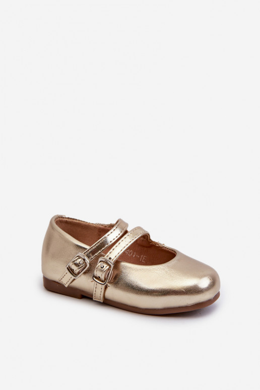 bailarinas infantiles con tirantes, dorado Margenis