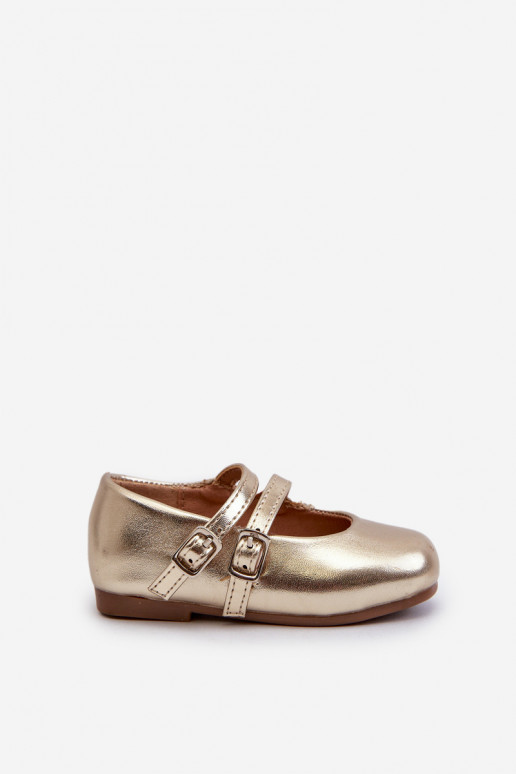 bailarinas infantiles con tirantes, dorado Margenis