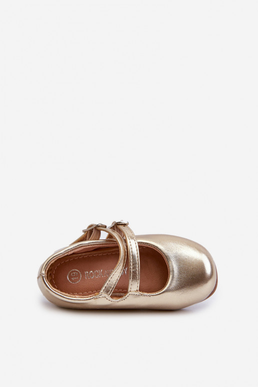 bailarinas infantiles con tirantes, dorado Margenis