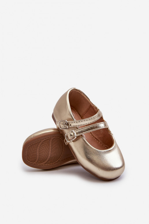 bailarinas infantiles con tirantes, dorado Margenis